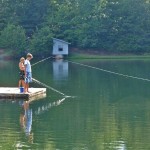 WNC fishing in Connestee Falls from vacation rental home
